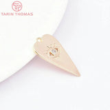 6PCS 11x21MM 24K Brass Zircon Heart Shape Eye Pendants DIY Jewelry Findings