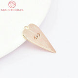 6PCS 11x21MM 24K Brass Zircon Heart Shape Eye Pendants DIY Jewelry Findings