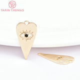 6PCS 11x21MM 24K Brass Zircon Heart Shape Eye Pendants DIY Jewelry Findings