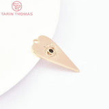 6PCS 11x21MM 24K Brass Zircon Heart Shape Eye Pendants DIY Jewelry Findings