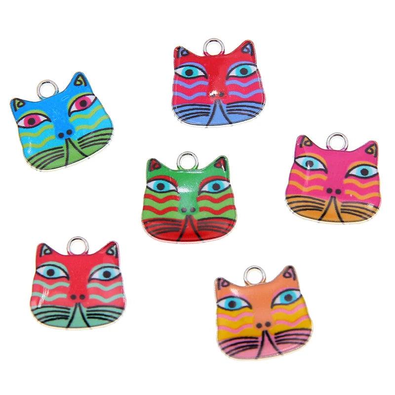 50pcs Moon Cat Charm Earring Pendant DIY Jewelry Keychain Accessory