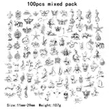 100pcs Antique Silver Mixed Animal Pendant Charms DIY Jewelry Making