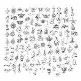 100pcs Antique Silver Mixed Animal Pendant Charms DIY Jewelry Making