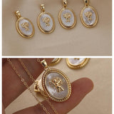Copper Metal Oval Shell Angel Pendant Charm for DIY Jewelry Making