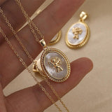 Copper Metal Oval Shell Angel Pendant Charm for DIY Jewelry Making