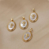 Copper Metal Oval Shell Angel Pendant Charm for DIY Jewelry Making
