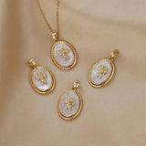 Copper Metal Oval Shell Angel Pendant Charm for DIY Jewelry Making