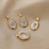 Copper Metal Oval Shell Angel Pendant Charm for DIY Jewelry Making