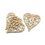 6Pcs Raw Brass Heart Pendant Charms, Hollow Out Leaf Love Heart Charm