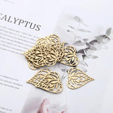 6Pcs Raw Brass Heart Pendant Charms, Hollow Out Leaf Love Heart Charm