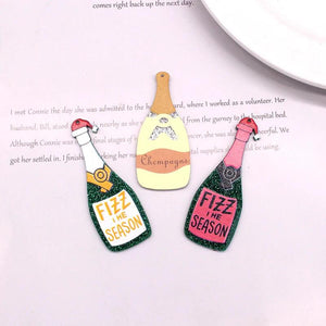 10pcs Bling Acrylic Beer Keychain Charms Funny Xmas Decor Pendant DIY Jewelry