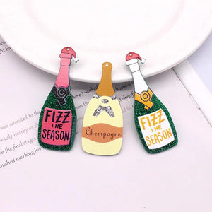 10pcs Bling Acrylic Beer Keychain Charms Funny Xmas Decor Pendant DIY Jewelry