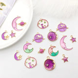 Moon Star Enamel Charms Jewelry Making DIY Accessaries