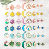 Moon Star Enamel Charms Jewelry Making DIY Accessaries