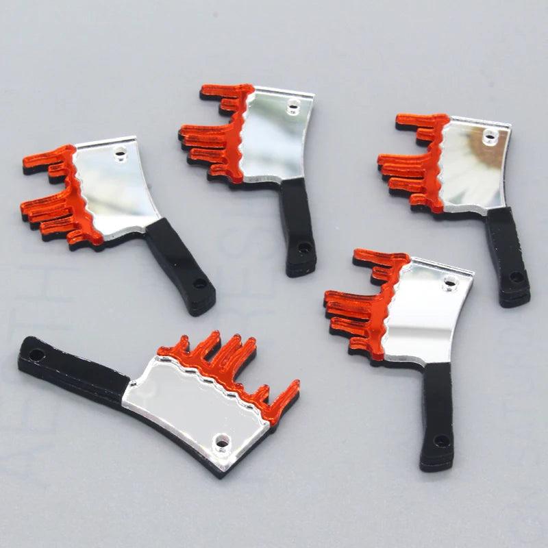 10pcs Bloody Halloween Charms Acrylic Mirror Bloody Knives Pendant