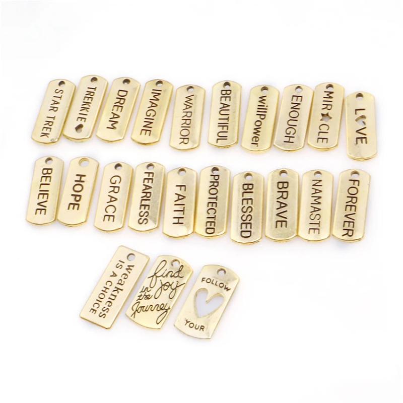 30pcs/Lot Inspiration Words Charms Tag Pendant for DIY Necklaces Bracelet