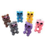 10Pcs 3D Glasses Bear Pendants Jewelry Making Supplies