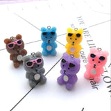 10Pcs 3D Glasses Bear Pendants Jewelry Making Supplies