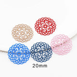 20pcs 20mm Hollow Out Filigree Round Charms Jewelry Making Pendants