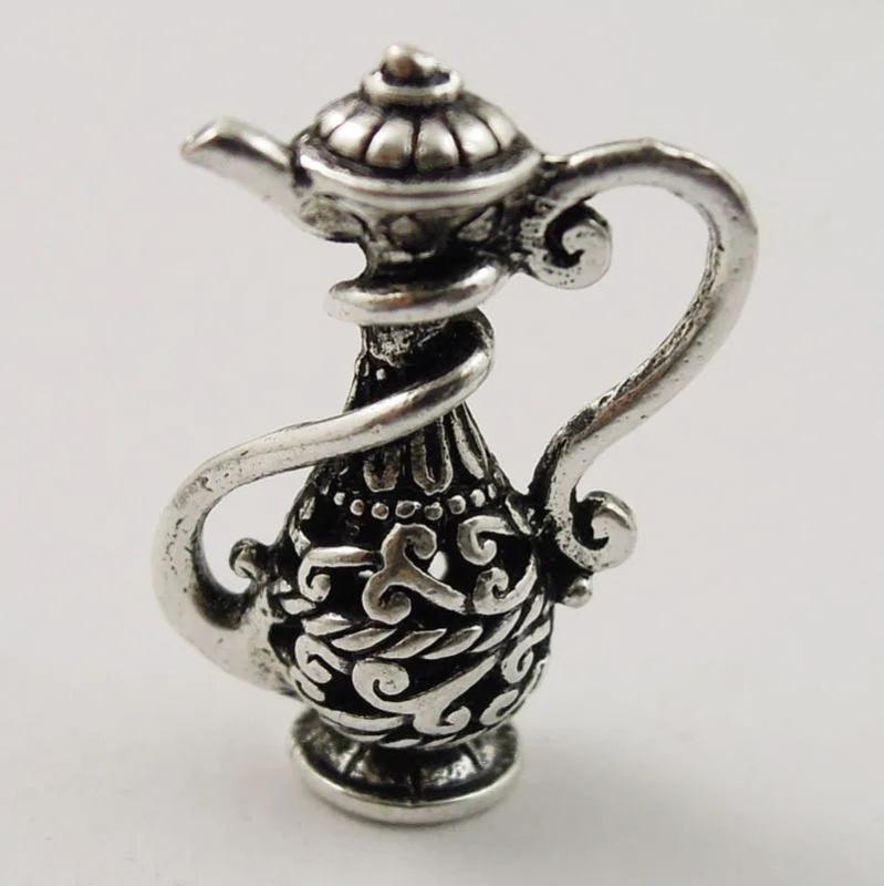 20pcs Silver Alloy Tea Pot Necklace Pendant Charms Hollow Pot Man Top 37332