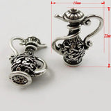 20pcs Silver Alloy Tea Pot Necklace Pendant Charms Hollow Pot Man Top 37332
