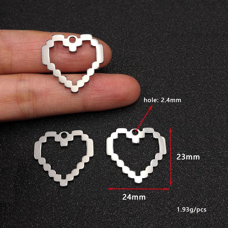 10pcs Stainless Steel Large Mosaic Love Hearts Charm for Jewelry Making