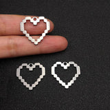 10pcs Stainless Steel Large Mosaic Love Hearts Charm for Jewelry Making