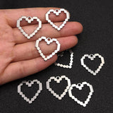 10pcs Stainless Steel Large Mosaic Love Hearts Charm for Jewelry Making