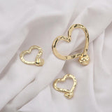 5Pcs Gold Heart Charms Pendant For Jewelry Making