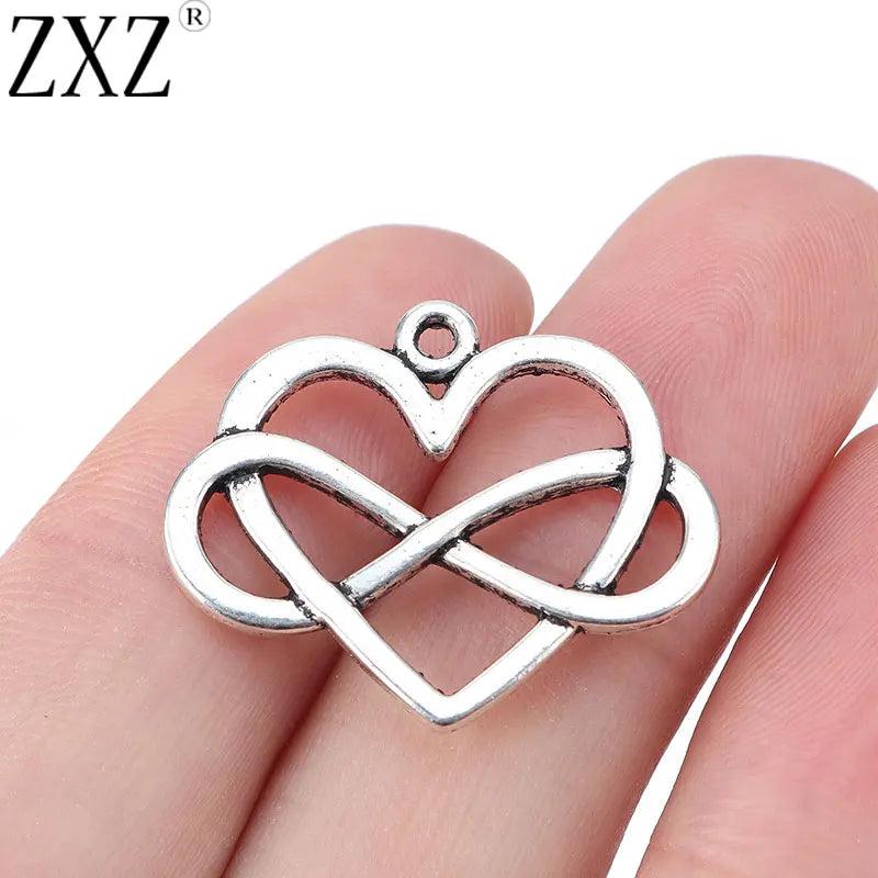 20pcs Tibetan Silver Infinity Heart Charms Pendants for Jewelry Making 27x22mm
