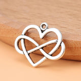 20pcs Tibetan Silver Infinity Heart Charms Pendants for Jewelry Making 27x22mm