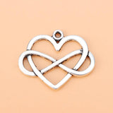 20pcs Tibetan Silver Infinity Heart Charms Pendants for Jewelry Making 27x22mm