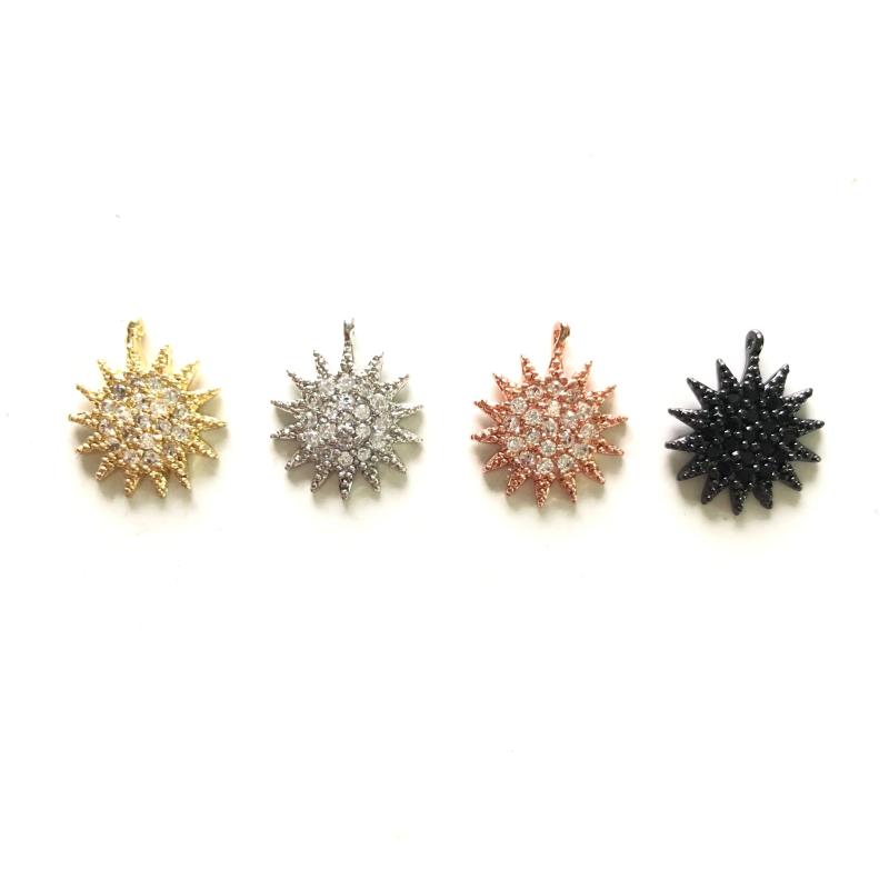 5pcs Small Sun Micro Pave Charms for Jewelry Making