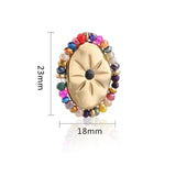 4pcs Multicolor Crystal Sun Oval Stainless Steel Charms Pendants