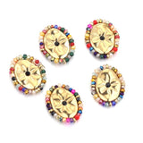 4pcs Multicolor Crystal Sun Oval Stainless Steel Charms Pendants