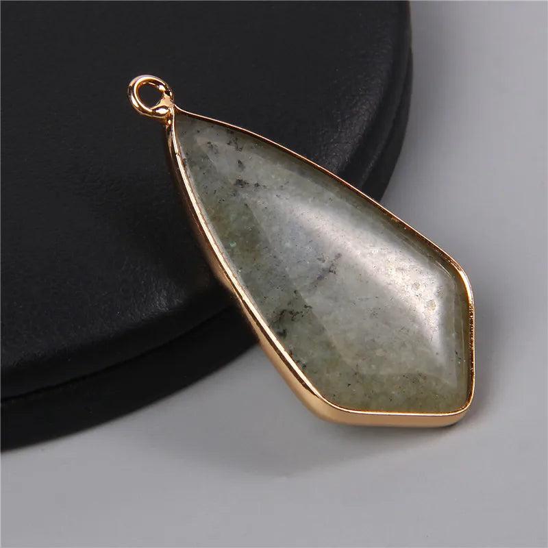 2pcs Quartz Stone Slice Pendants for Jewelry Making