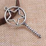 10pcs Magic Wand Epoxy Alloy Frame Charms DIY Antique Silver For Jewelry Making