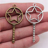 10pcs Magic Wand Epoxy Alloy Frame Charms DIY Antique Silver For Jewelry Making