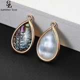 10PCS Small Golden Water Drop Charms Conch Shell Pendants for Jewelry Making