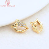 6PCS 5.5x9.5MM 24K Plated Brass Zircon Lips Charms Pendants DIY Jewelry