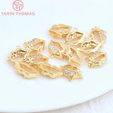 6PCS 5.5x9.5MM 24K Plated Brass Zircon Lips Charms Pendants DIY Jewelry