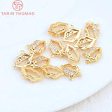 6PCS 5.5x9.5MM 24K Plated Brass Zircon Lips Charms Pendants DIY Jewelry