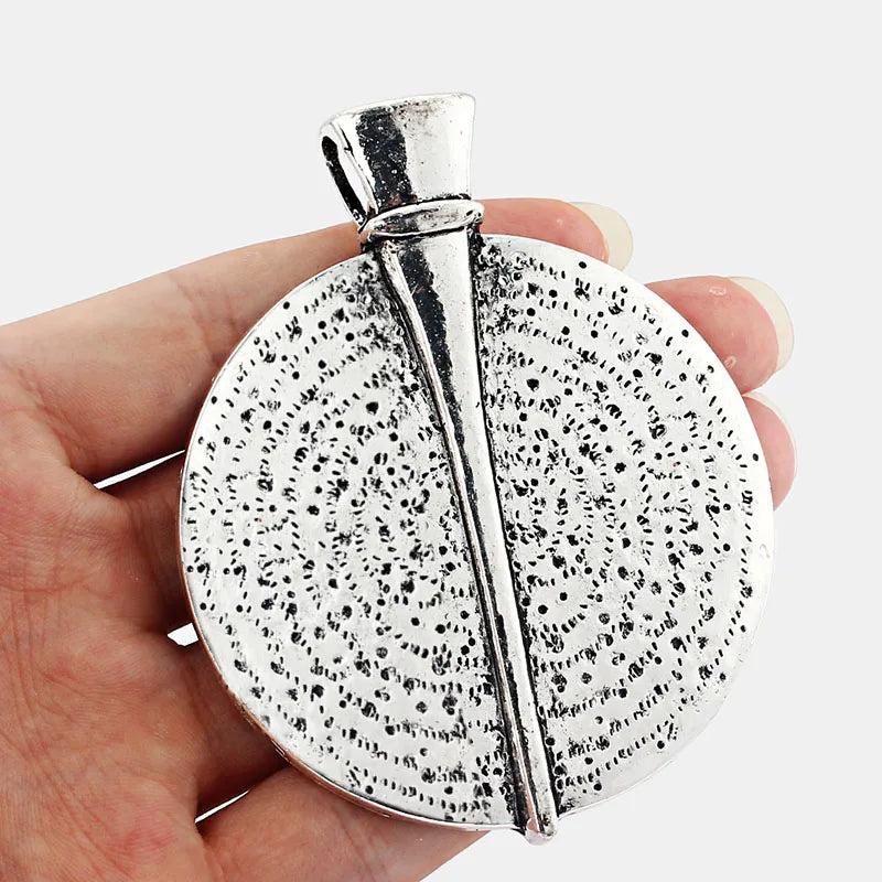 2Pcs Tibetan Silver Round Charms Pendant For Necklace Making