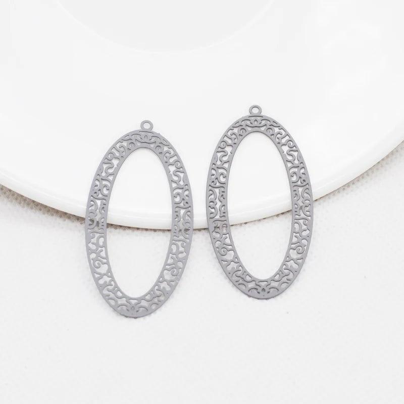 20pcs Hollow Out Oval Rubber Paint Charms Earring Necklace DIY Jewelry Pendants