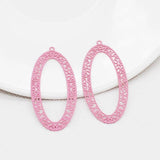 20pcs Hollow Out Oval Rubber Paint Charms Earring Necklace DIY Jewelry Pendants