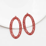 20pcs Hollow Out Oval Rubber Paint Charms Earring Necklace DIY Jewelry Pendants
