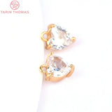 6PCS 5.5x5.8MM 24K Plated Brass Zircon Heart Charms