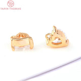 6PCS 5.5x5.8MM 24K Plated Brass Zircon Heart Charms