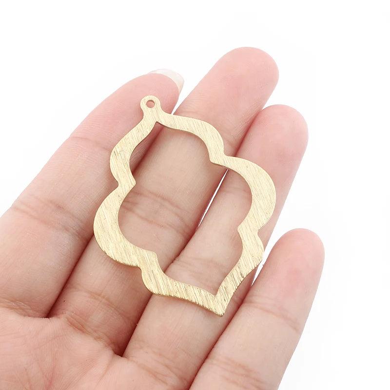 10pcs Brass Dull Charms Open Symmetrical Pendant DIY Earring Jewelry Making