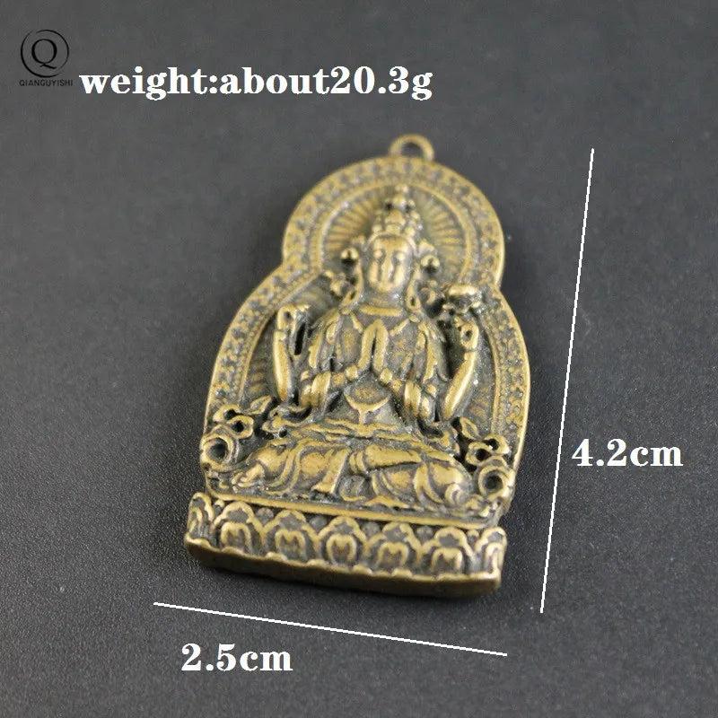 Copper Guanyin Buddha Tag Pendant for Blessing Keychains